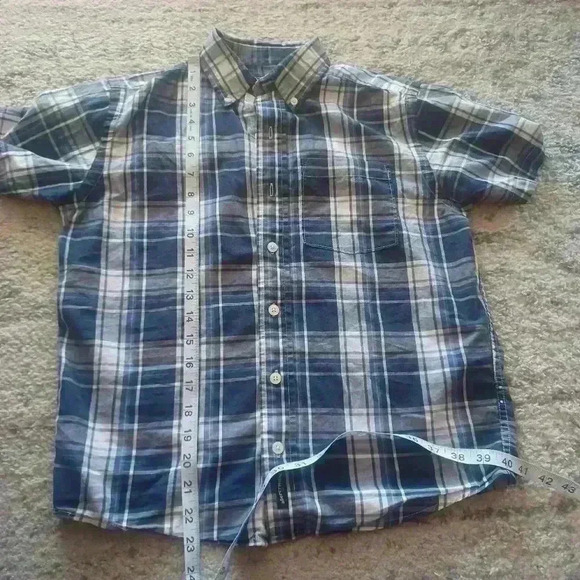 Abercrombie and Fitch Boys Blue and White Plaid Button Down Shirt M - Picture 10 of 11